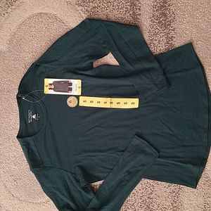 Segments 100% Merino Wool Long Sleeves Top, Teal Green, Size: XS